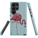 For Samsung Galaxy S23 Ultra Case Tough Protective Cover, Vintage Flamingo | Shielding Cases | iCoverLover.com.au