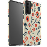 For Samsung Galaxy S23 Ultra, S23+ Plus, S23, S22 Ultra, S22+, S22, S21 Case, Protective Cover, Orange & Blue Flowers | Protective Cases | iCoverLover.com.au