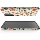 For Samsung Galaxy S23 Ultra, S23+ Plus, S23, S22 Ultra, S22+, S22, S21 Case, Protective Cover, Orange & Blue Flowers | Protective Cases | iCoverLover.com.au