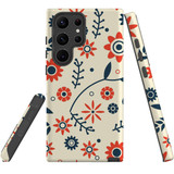For Samsung Galaxy S23 Ultra Case Tough Protective Cover, Orange And Blue Flowers | Shielding Cases | iCoverLover.com.au