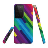 Samsung Galaxy S21 Ultra Case, Tough Protective Back Cover, Lined Rainbow | iCoverLover.com.au | Phone Cases