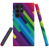 For Samsung Galaxy S22 Ultra Case, Protective Back Cover, Lined Rainbow | Shielding Cases | iCoverLover.com.au