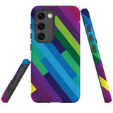 Samsung Galaxy S21 Case, Tough Protective Back Cover, Lined Rainbow | iCoverLover.com.au | Phone Cases