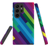 For Samsung Galaxy S23 Ultra Case Tough Protective Cover, Lined Rainbow | Shielding Cases | iCoverLover.com.au