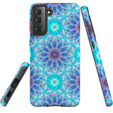 Samsung Galaxy S21 Case, Tough Protective Back Cover, Psychedelic Blues | iCoverLover.com.au | Phone Cases