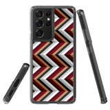 Samsung Galaxy S21 Ultra Protective Case, Clear Acrylic Back Cover, Black Brown Red ZigZag | iCoverLover.com.au | Phone Cases