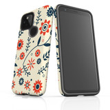 Google Pixel 4a 5G Case Armour Protective Cover Flowers Orange Blue