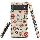 For Google Pixel 6 Case, Protective Back Cover,Orange And Blue Flowers | Shielding Cases | iCoverLover.com.au