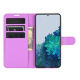 For Samsung Galaxy S21 Case Lychee Folio Protective PU Leather Wallet Cover, Purple | iCoverLover.com.au | Phone Cases