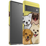 For Google Pixel 6 Pro Case Tough Protective Cover Illustrated Puppies