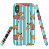 For iPhone XS & X Case Tough Protective Cover Dachshund Cute