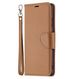 For Samsung Galaxy A32 4G Lychee Folio Leather Case, Kickstand, Wallet & Lanyard, Brown | iCoverLover.com.au | Samsung Galaxy A Cases