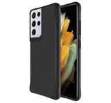 For Samsung Galaxy S21 Ultra Case Though Carbon Fiber Protective Cover, Black