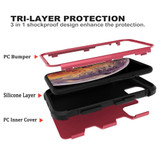 For iPhone 12 Pro Max/12 Pro/12/12 mini Case Protective Armored 3-Layer Cover,Rose Red & Black | Protective iPhone Cases | icoverlover.com.au