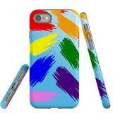 For iPhone SE 5G (2022), SE (2020) / 8 / 7 Case, Tough Protective Back Cover, Rainbow Brushes | Protective Cases | iCoverLover.com.au