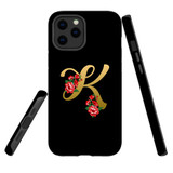 For iPhone 12 / 12 Pro Case, Tough Protective Back Cover, Embellished Letter K | Protective Cases | iCoverLover.com.au