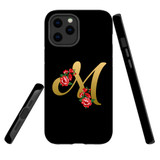 For iPhone 12 / 12 Pro Case, Tough Protective Back Cover, Embellished Letter M | Protective Cases | iCoverLover.com.au