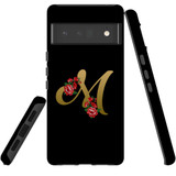 For Google Pixel 6 Pro Case Tough Protective Cover Embellished Letter M