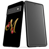 For Google Pixel 6 Pro Case Tough Protective Cover Embellished Letter M