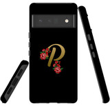 For Google Pixel 6 Pro Case Tough Protective Cover Embellished Letter P