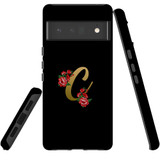 For Google Pixel 6 Pro Case Tough Protective Cover Embellished Letter C