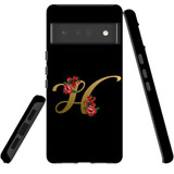 For Google Pixel 6 Pro Case Tough Protective Cover Embellished Letter H