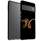 For Google Pixel 6 Pro Case Tough Protective Cover Embellished Letter H