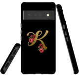 For Google Pixel 6 Pro Case Tough Protective Cover Embellished Letter K