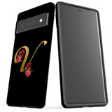 For Google Pixel 6 Pro Case Tough Protective Cover Embellished Letter V