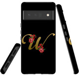 For Google Pixel 6 Pro Case Tough Protective Cover Embellished Letter W