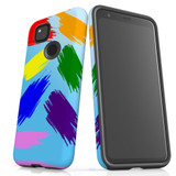 For Google Pixel 4a Case, Tough Protective Back Cover, Rainbow Brushes | Protective Cases | iCoverLover.com.au