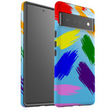 For Google Pixel 6 Pro Case Tough Protective Cover Rainbow Brushes