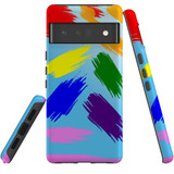 For Google Pixel 6 Pro Case Tough Protective Cover Rainbow Brushes