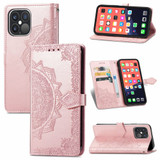 For iPhone 13 Pro Case Mandala Flower Emboss Folio PU Leather Cover Wallet, Rose Gold | PU Leather Cases | iCoverLover.com.au