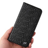For iPhone 13 Pro Max, 13, 13 Pro, 13 mini Case, Fierre Shann Crocodile Pattern Genuine Cow Leather Wallet Cover, Black | iCoverLover.com.au