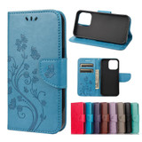 For iPhone 13 Case Butterfly Flower Pattern Folio PU Leather Cover Wallet, Blue | PU Leather Cases | iCoverLover.com.au
