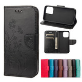 For iPhone 13 Case Butterfly Flower Pattern Folio PU Leather Cover Wallet, Black | PU Leather Cases | iCoverLover.com.au