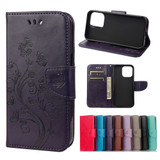 For iPhone 13 Pro Max Case Butterfly Flower Pattern Folio PU Leather Cover Wallet, Deep Purple | PU Leather Cases | iCoverLover.com.au