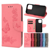 For iPhone 13 Case Vintage Emboss Floral Butterfly Pattern Folio PU Leather Cover Wallet, Pink | PU Leather Cases | iCoverLover.com.au