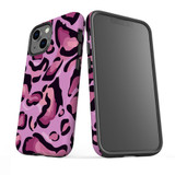 For iPhone 14 Pro Max/14 Pro/14 Plus/14, 13 Pro Max, 13 Pro, 13, 13 mini Case, Protective Back Cover, Magenta Leopard Pattern | Shockproof Cases | iCoverLover.com.au