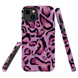 For iPhone 14 Case Tough Protective Cover, Magenta Leopard Pattern | Shielding Cases | iCoverLover.com.au