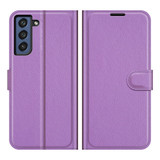 For Samsung Galaxy S21 FE Case, Lychee Texture, Protective PU Leather Wallet Cover, Purple | iCoverLover.com.au