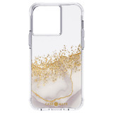 For iPhone 13 Pro Case-Mate Karat Marble Antimicrobial Cover White/Gold