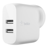 Belkin BOOSTCHARGE Dual Wall Charger, Lightning to USB-A Cable, White, 24W | iCoverLover Australia