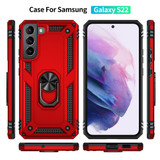 For Samsung Galaxy S22+ Plus/S22 Case, TPU + PC Protective Cover, Ring Holder, Red | Armour Cases | iCoverLover.com.au