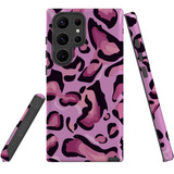 For Samsung Galaxy S23 Ultra Case Tough Protective Cover, Magenta Leopard Pattern | Shielding Cases | iCoverLover.com.au