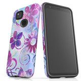 For Google Pixel 4a Case Tough Protective Cover, Flower Swirls