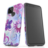 For Google Pixel 5 Case Tough Protective Cover, Flower Swirls