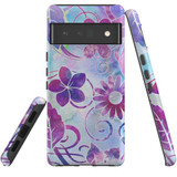 For Google Pixel 6 Pro Case Tough Protective Cover Flower Swirls