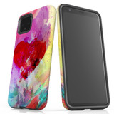 For Google Pixel 4 Case Tough Protective Cover, Heart Painting